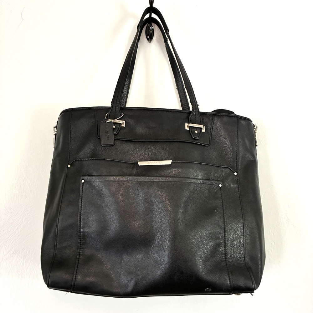 Coach Taylor Women's Black Leather Tote Shoulder Bag Large Zipper 32824 Designer